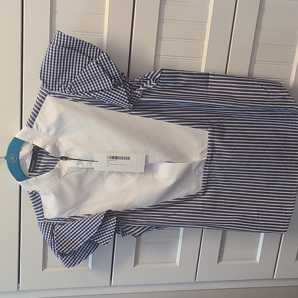 Karen Millen blue and white sleeveless top
